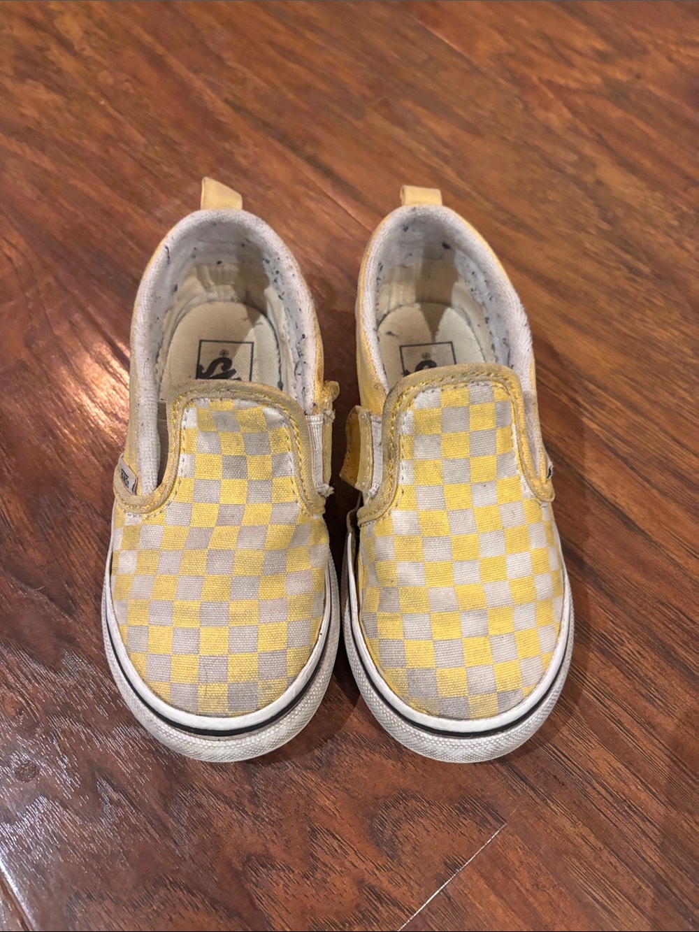 Vans Kids Slip-On Checkerboard Sneakers in Yellow and White